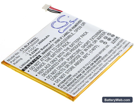 BLU TouchBook G7 Replacement Battery, 3.7V, 2600mAh, Li-Polymer 1