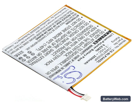 BLU TouchBook G7 Replacement Battery, 3.7V, 2600mAh, Li-Polymer 2