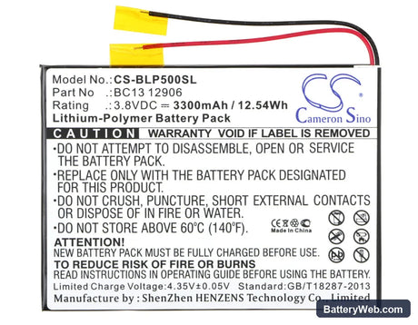 BLU TouchBook 7.0 LTE Replacement Battery, 3.8V, 3300mAh, Li-Polymer 5