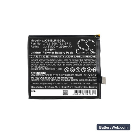 BLU R1 HD Replacement Battery, 3.8V, 2300mAh, Li-Polymer 3
