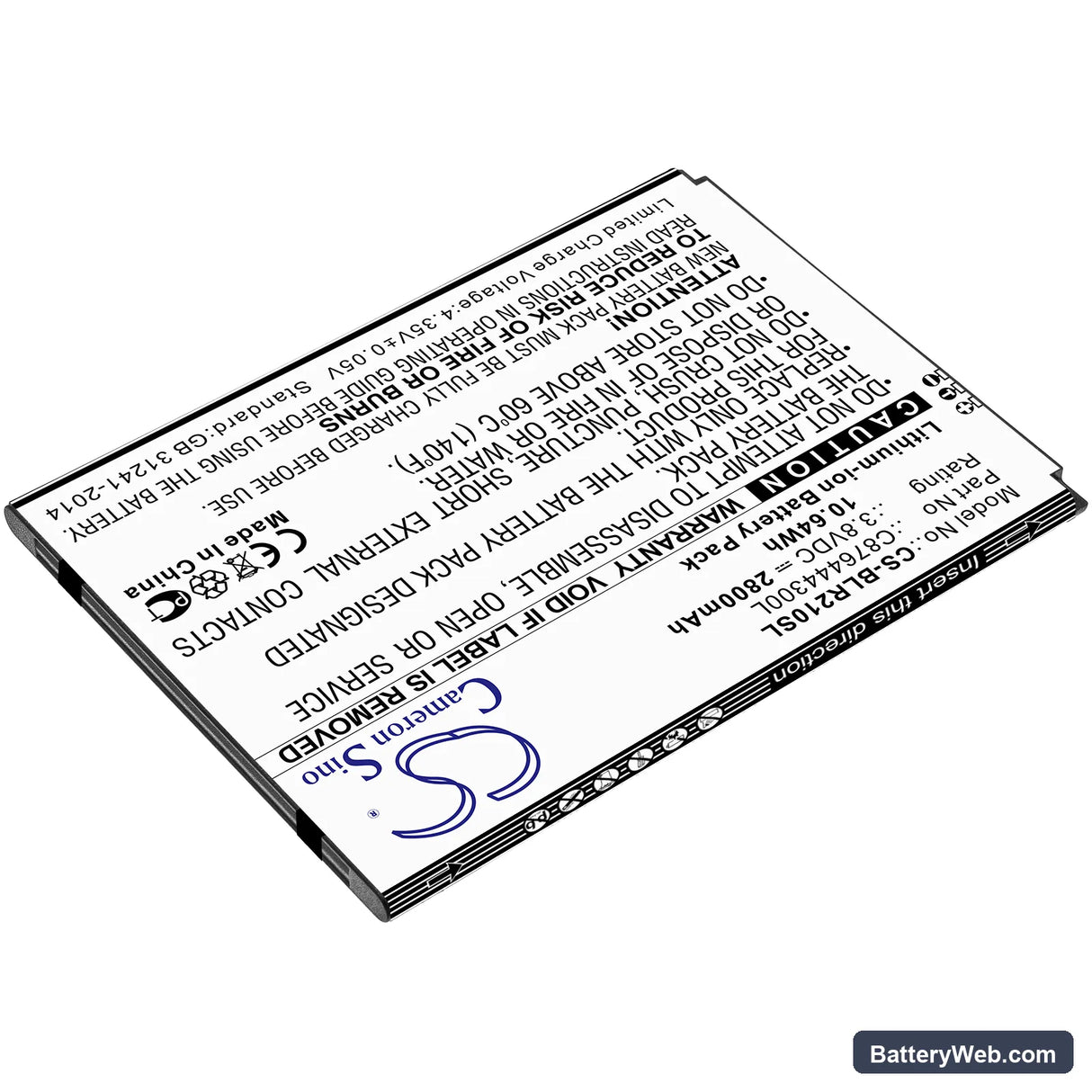 BLU R2 Plus Replacement Battery, 3.8V, 2800mAh, Li-ion 2