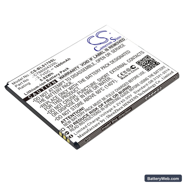 BLU Studio G HD Replacement Battery, 3.7V, 1600mAh, Li-ion 1