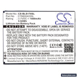 BLU Studio G HD Replacement Battery, 3.7V, 1600mAh, Li-ion 3