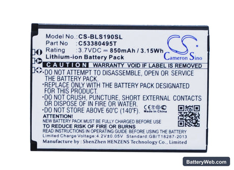 BLU HERO Replacement Battery, 3.7V, 850mAh, Li-ion 5