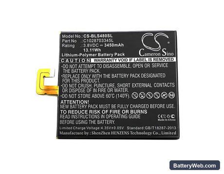 BLU Studio 7.0 II Replacement Battery, 3.8V, 3450mAh, Li-Polymer 3