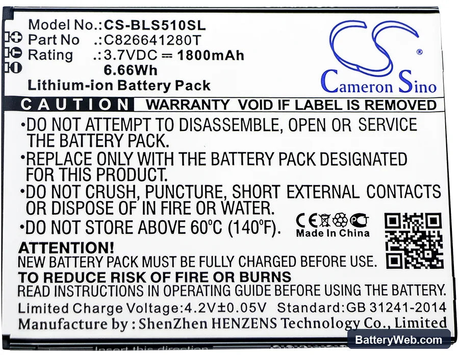 BLU Studio G Plus Replacement Battery, 3.7V, 1800mAh, Li-ion 5