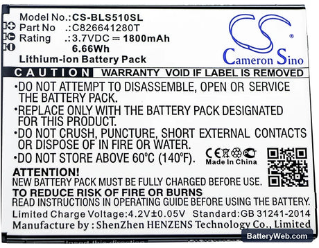 BLU Studio G Plus Replacement Battery, 3.7V, 1800mAh, Li-ion 5