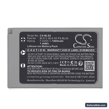 Olympus OM-D E-M10 Replacement Battery, 7.4V, 1000mAh, Li-ion 5