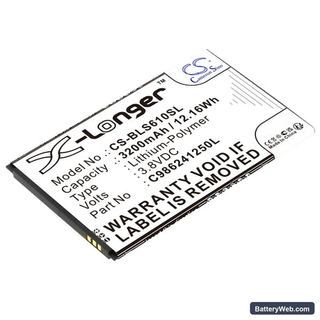 BLU Studio Mega Replacement Battery, 3.8V, 3200mAh, Li-Polymer 1