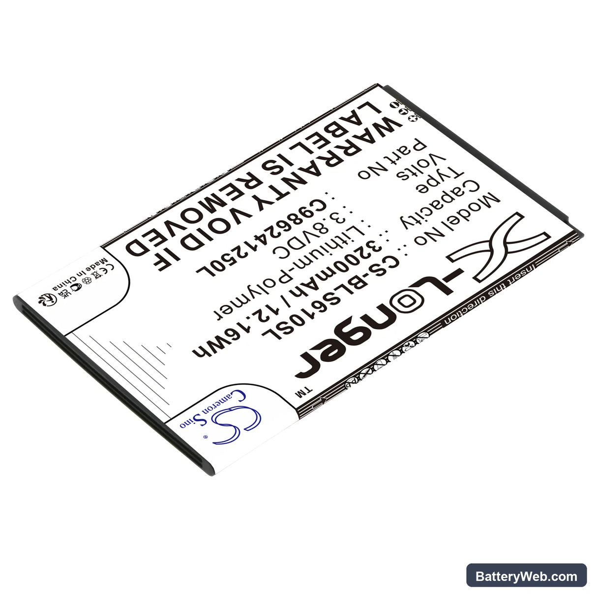BLU Studio Mega Replacement Battery, 3.8V, 3200mAh, Li-Polymer 2