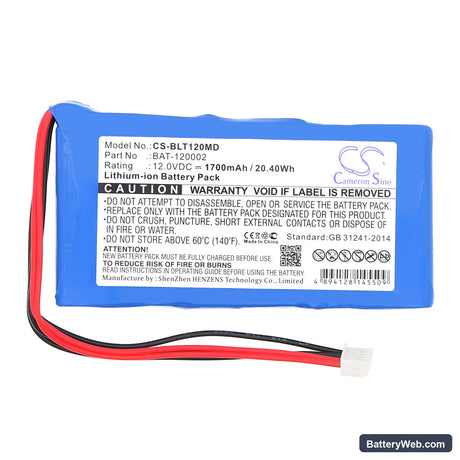Biolight BLT-1203A Replacement Battery, 12V, 1700mAh, Li-ion 3