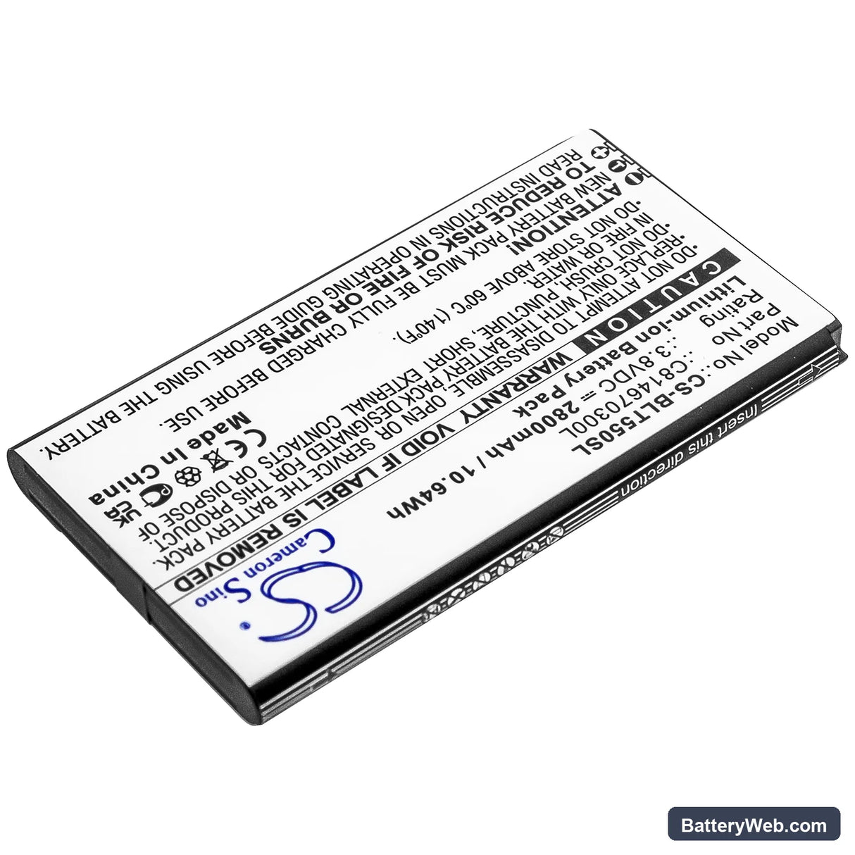 BLU Tank 2.4 Torch Replacement Battery, 3.8V, 2800mAh, Li-ion 2