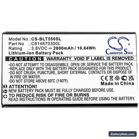 BLU Tank 2.4 Torch Replacement Battery, 3.8V, 2800mAh, Li-ion 3