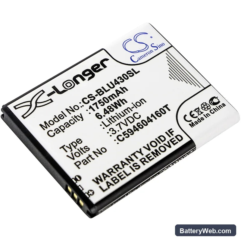 BLU VIVO 4.3 Replacement Battery, 3.7V, 1750mAh, Li-ion 1