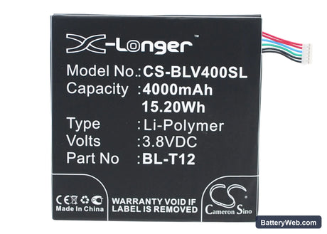 LG Pad 7.0 Replacement Battery, 3.8V, 4000mAh, Li-Polymer 1