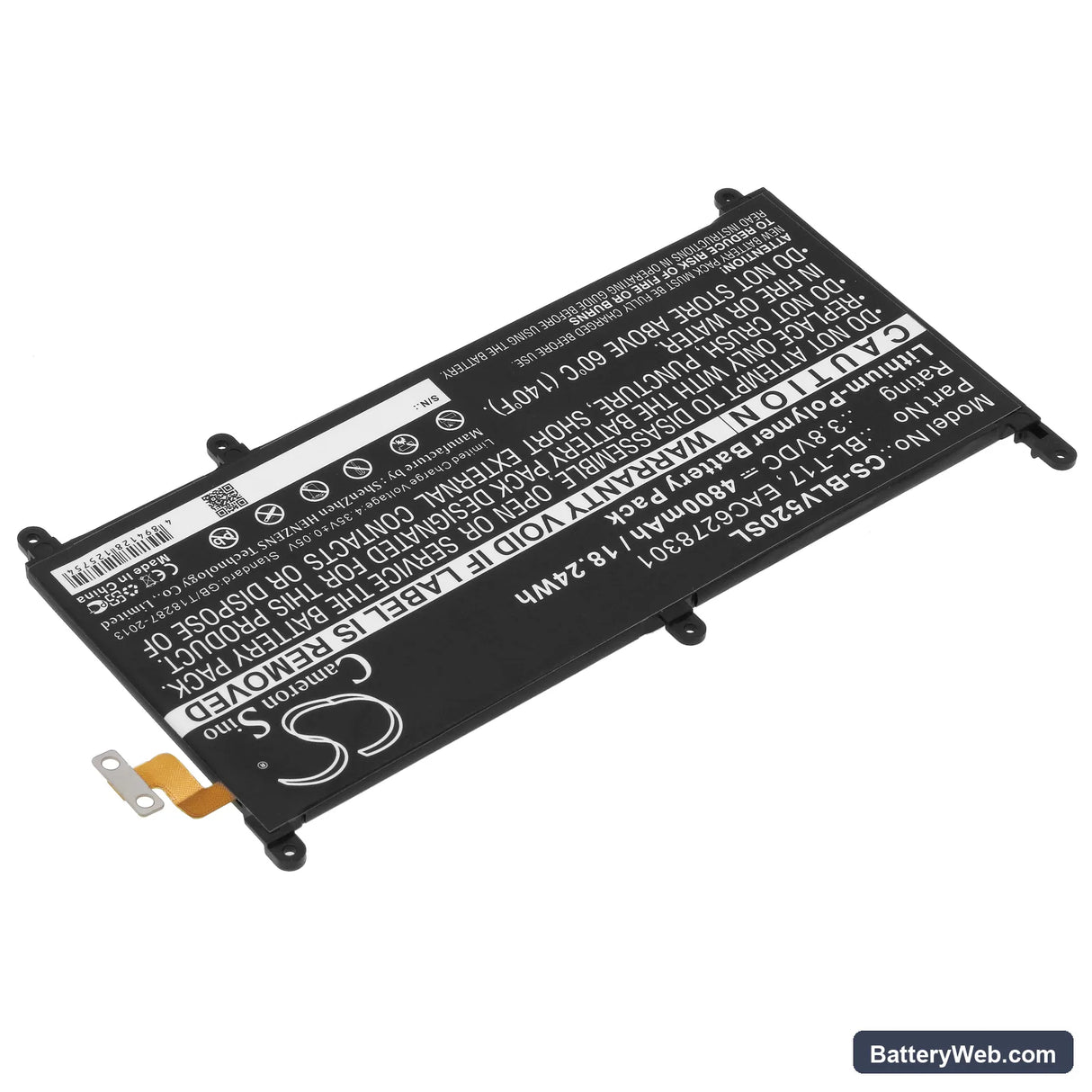 LG G Pad X 8.3 Replacement Battery, 3.8V, 4800mAh, Li-Polymer 2