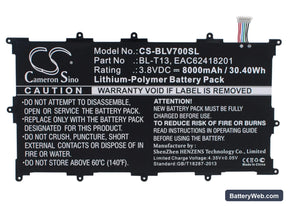 LG G Pad Tablet 10.1" Replacement Battery, 3.8V, 8000mAh, Li-Polymer 1