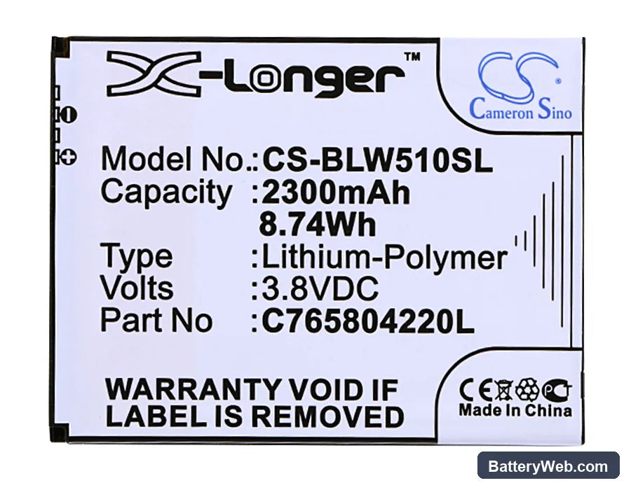 BLU Win HD Replacement Battery, 3.8V, 2300mAh, Li-Polymer 5