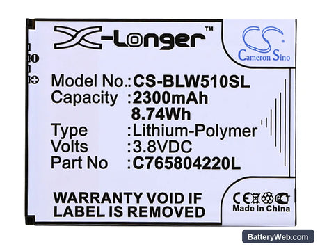 BLU Win HD Replacement Battery, 3.8V, 2300mAh, Li-Polymer 5