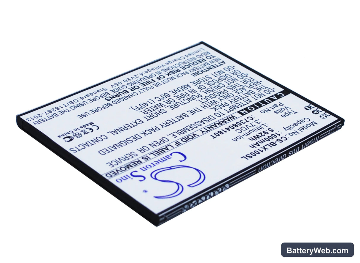 BLU Life Play Replacement Battery, 3.7V, 1600mAh, Li-ion 3