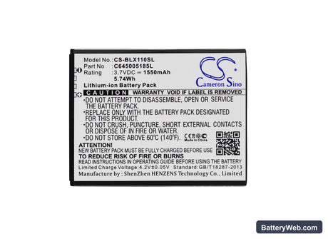 BLU Studio Mini Replacement Battery, 3.7V, 1550mAh, Li-ion 5