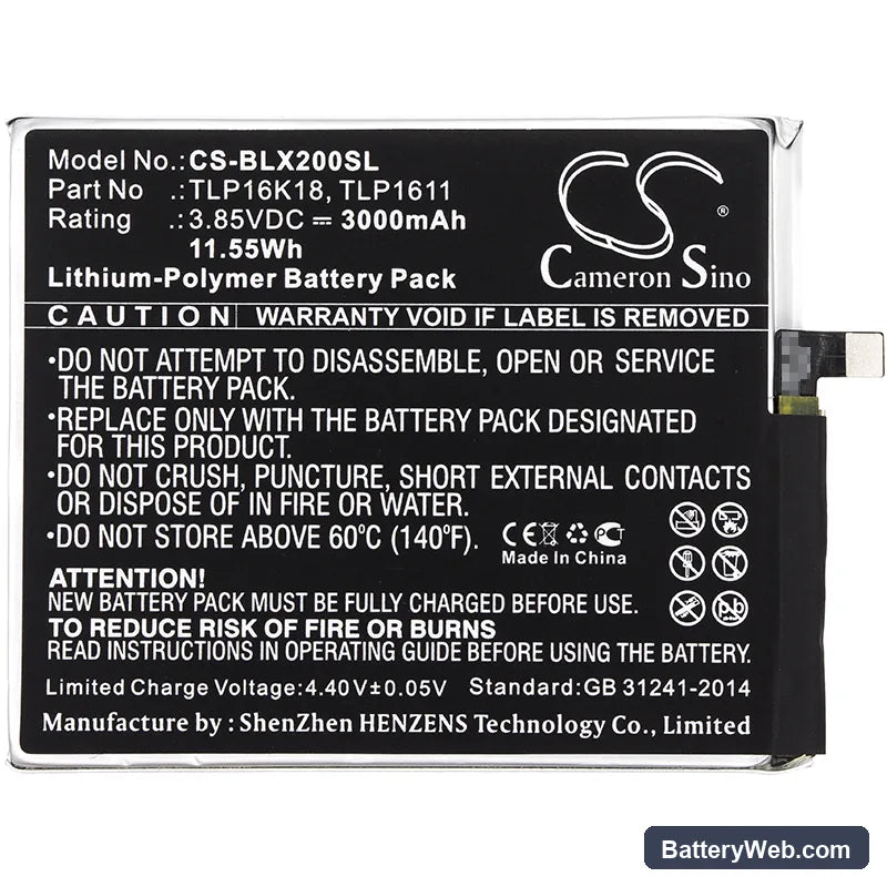 BLU Life One X2 Replacement Battery, 3.85V, 3000mAh, Li-Polymer 3