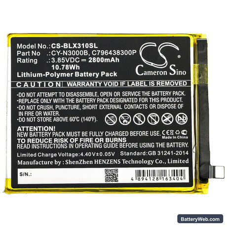 BLU Vivo XI+ Replacement Battery, 3.85V, 2800mAh, Li-Polymer 3
