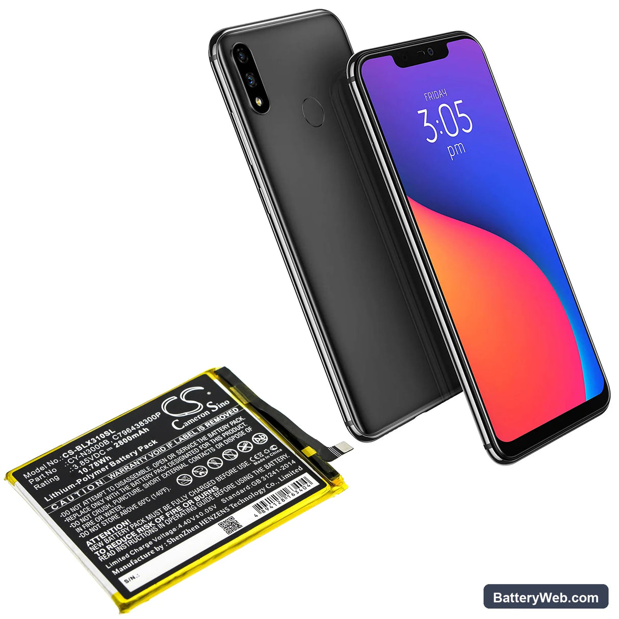 BLU Vivo XI+ Replacement Battery, 3.85V, 2800mAh, Li-Polymer 5