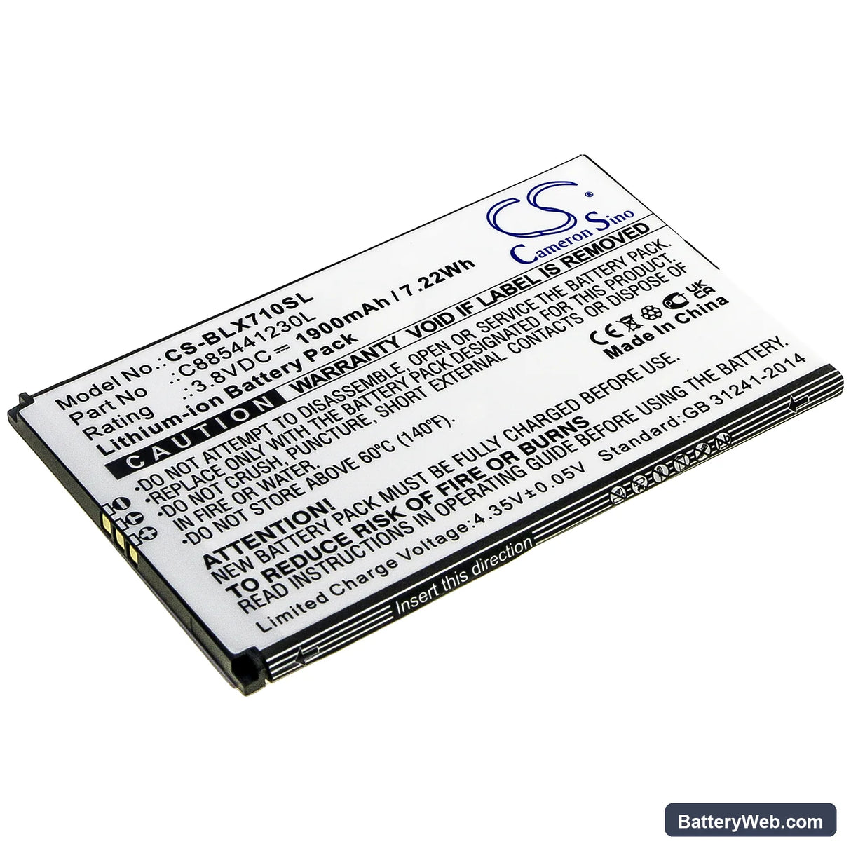 BLU Dash XL Replacement Battery, 3.8V, 1900mAh, Li-ion 1