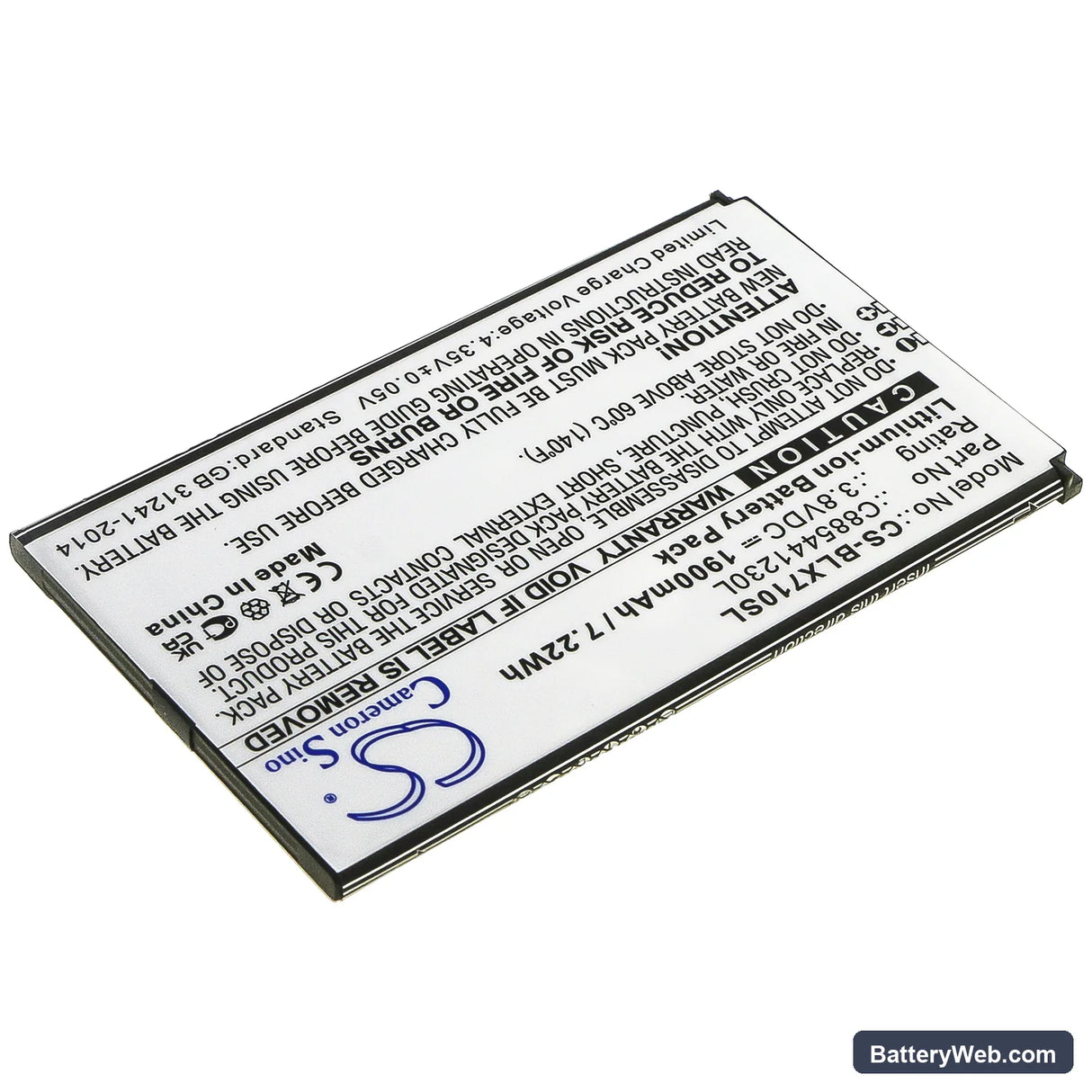 BLU Dash XL Replacement Battery, 3.8V, 1900mAh, Li-ion 2