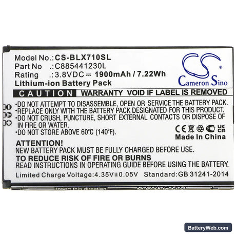BLU Dash XL Replacement Battery, 3.8V, 1900mAh, Li-ion 3