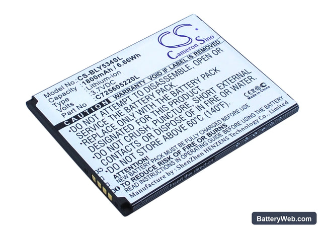 BLU Studio 5.0 HD Replacement Battery, 3.7V, 1800mAh, Li-ion 1
