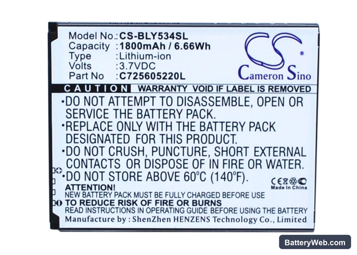 BLU Studio 5.0 HD Replacement Battery, 3.7V, 1800mAh, Li-ion 5