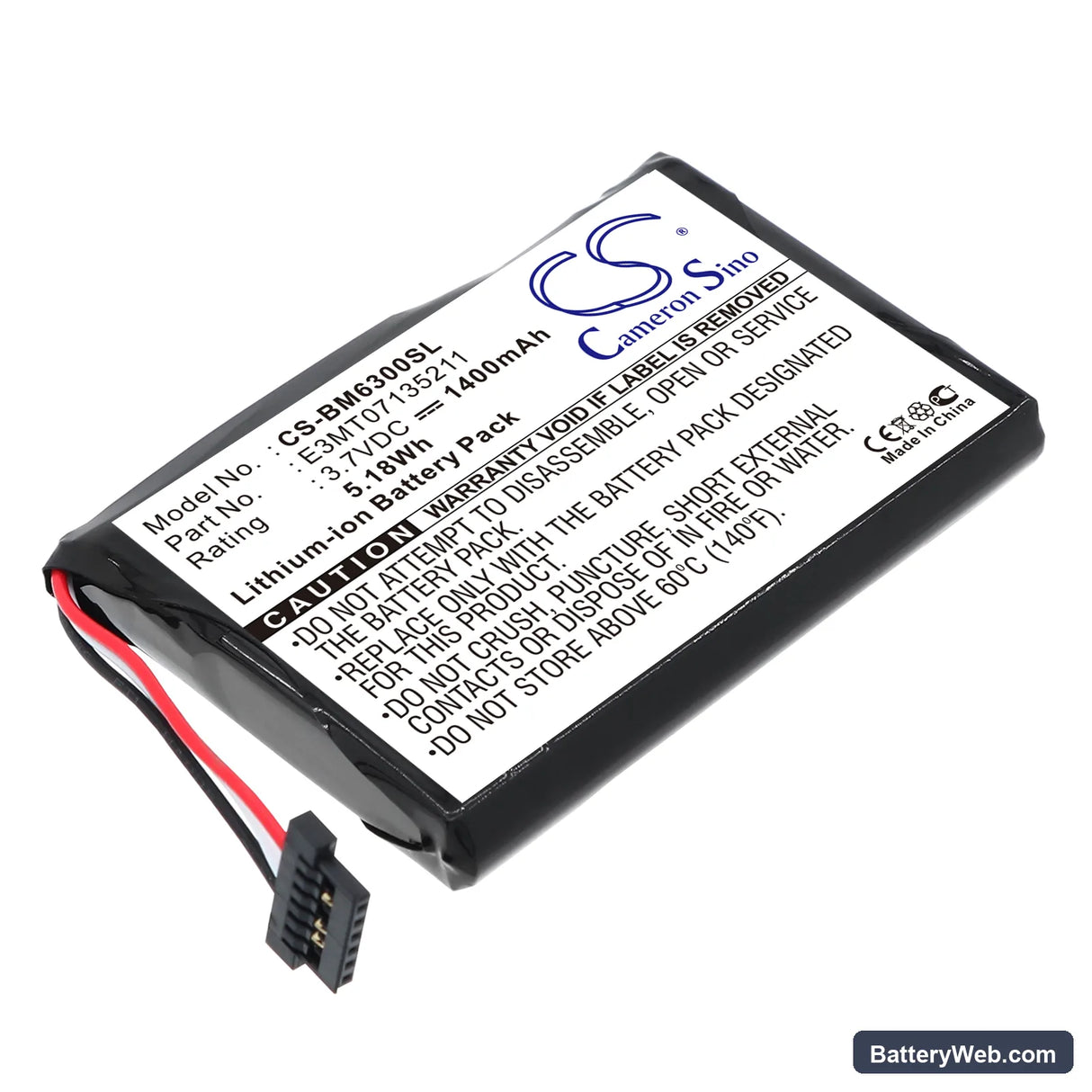 Transonic PNA-3002 Replacement Battery, 3.7V, 1400mAh, Li-ion 1
