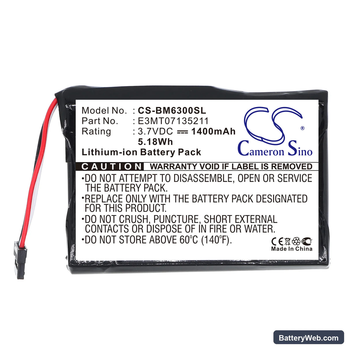 Transonic PNA-3002 Replacement Battery, 3.7V, 1400mAh, Li-ion 3