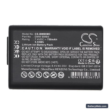 Panasonic Lumix DMC-FZ40 Replacement Battery, 7.4V, 750mAh, Li-ion 5