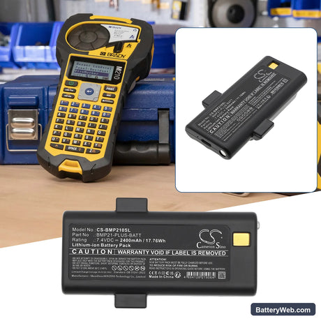Brady BMP21 Plus Replacement Battery, 7.4V, 2400mAh, Li-ion 7