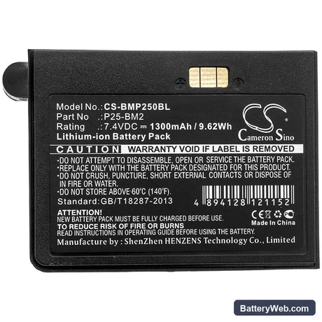 Blue Bamboo P25 Replacement Battery, 7.4V, 1300mAh, Li-ion 3