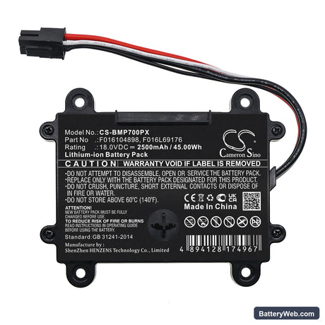 Bosch Indego 350 Replacement Battery, 18V, 2500mAh, Li-ion 3