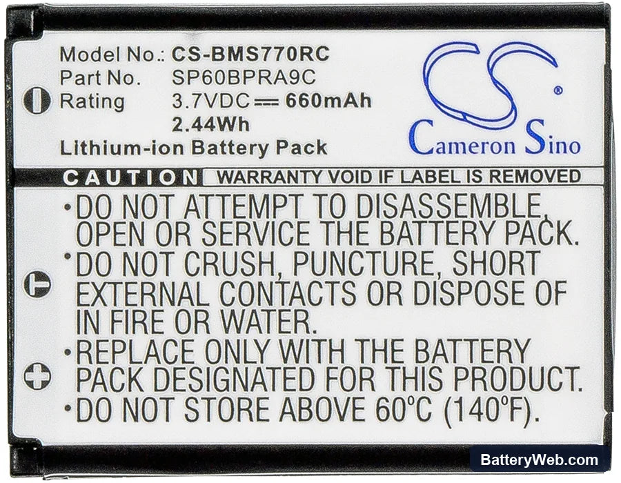 Panasonic KX-TCA285 Replacement Battery, 3.7V, 660mAh, Li-ion 5