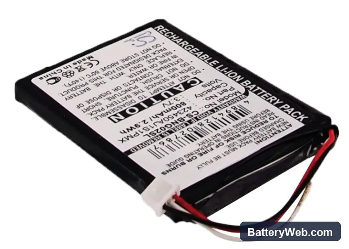Blaupunkt TravelPilot 100 Replacement Battery, 3.7V, 800mAh, Li-ion 2