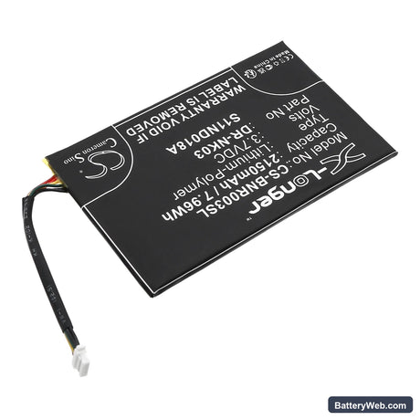 Barnes & Noble Nook Simple Touch Replacement Battery, 3.7V, 2150mAh, Li-Polymer 2