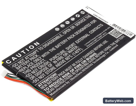Barnes & Noble NOOK HD 7 tablet Replacement Battery, 3.7V, 4000mAh, Li-Polymer 3