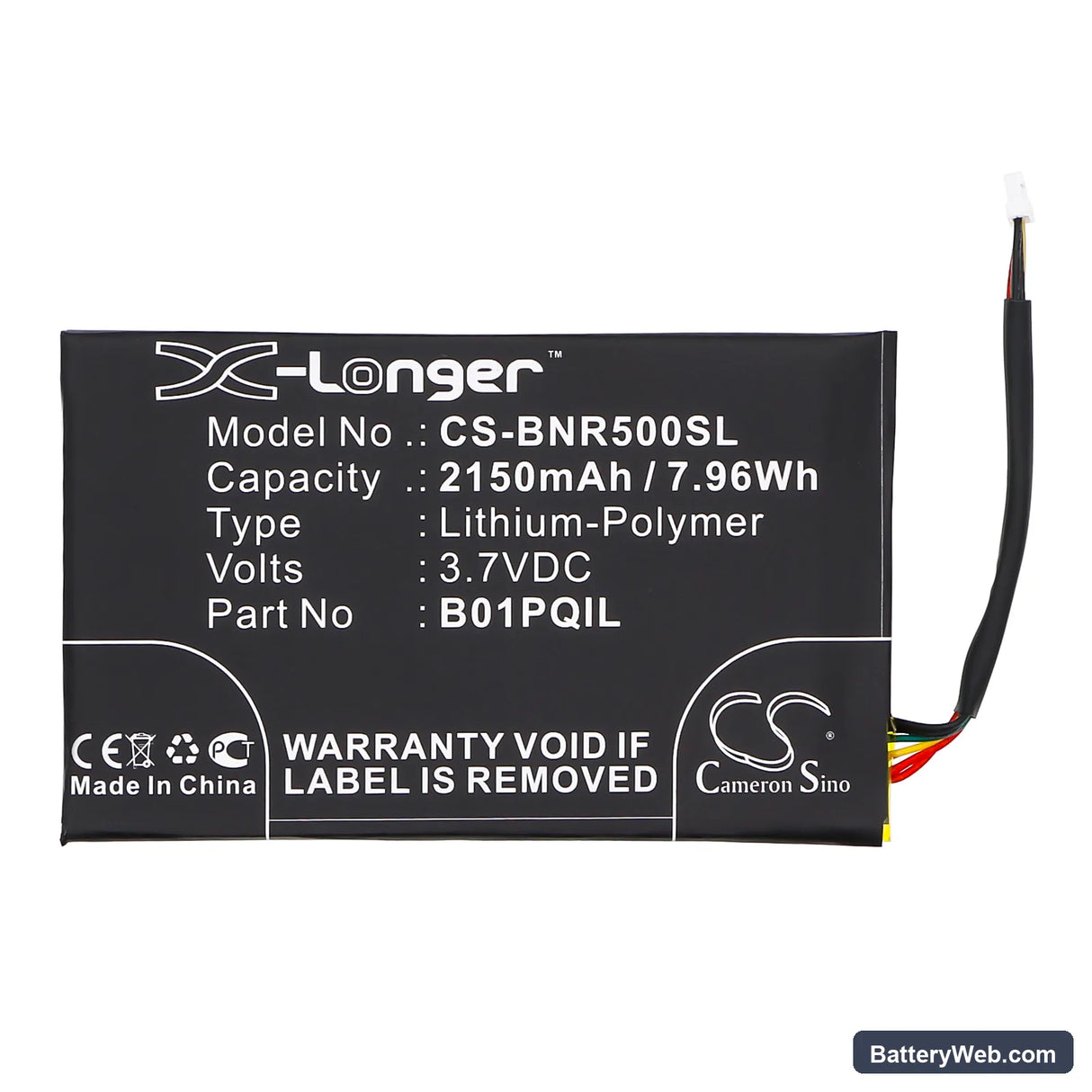 Barnes & Noble Nook Glowlight Replacement Battery, 3.7V, 2150mAh, Li-Polymer 3