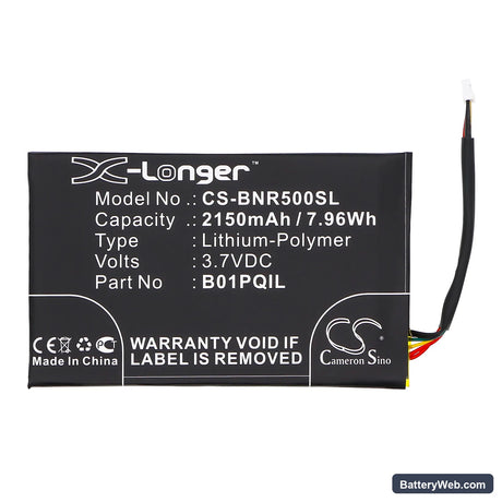 Barnes & Noble Nook Glowlight Replacement Battery, 3.7V, 2150mAh, Li-Polymer 3