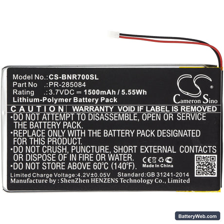 Barnes & Noble GlowLight Plus 7.8 Replacement Battery, 3.7V, 1500mAh, Li-Polymer 3