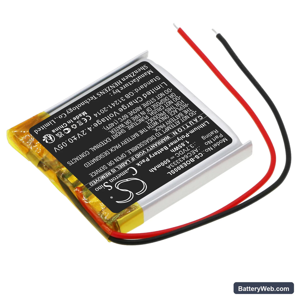 Bang & Olufsen Beoplay E8 Replacement Battery, 3.7V, 500mAh, Li-Polymer 2