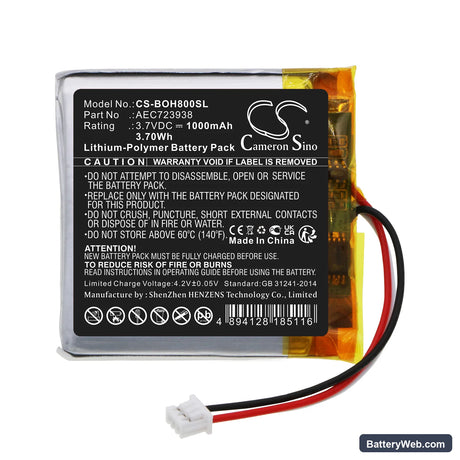 Bang & Olufsen Beoplay H8i Replacement Battery, 3.7V, 1000mAh, Li-Polymer 3