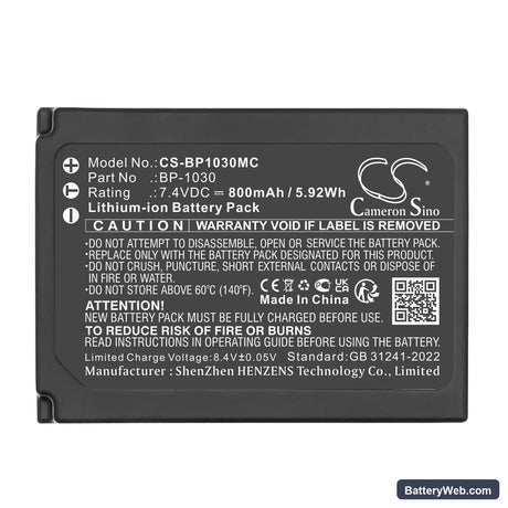 Samsung NX200 Replacement Battery, 7.4V, 800mAh, Li-ion 5