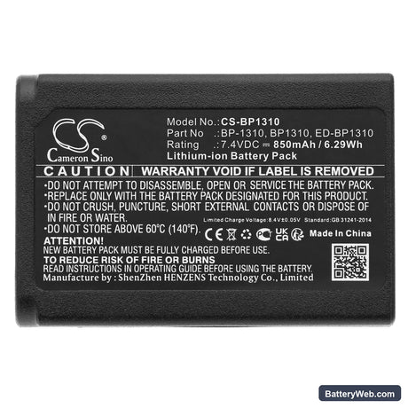 Samsung NX10 Replacement Battery, 7.4V, 850mAh, Li-ion 5